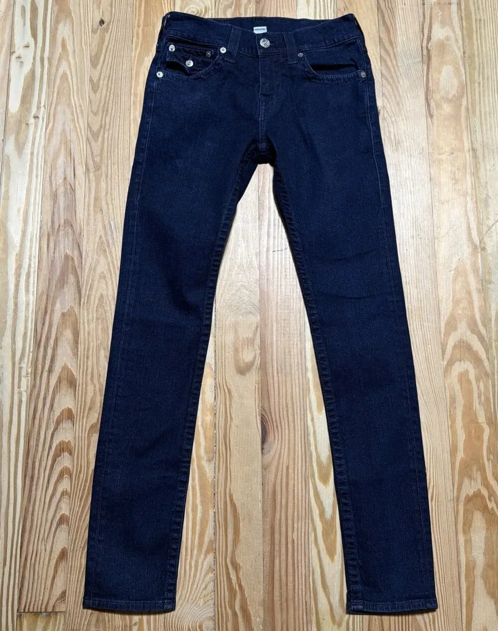 True Religion Rocco SN Flap Relaxed Skinny Blue Jeans Mens 28x32 Excellent